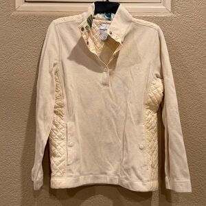 Tommy Bahama Cream Quilted Pullover Sweatshirt